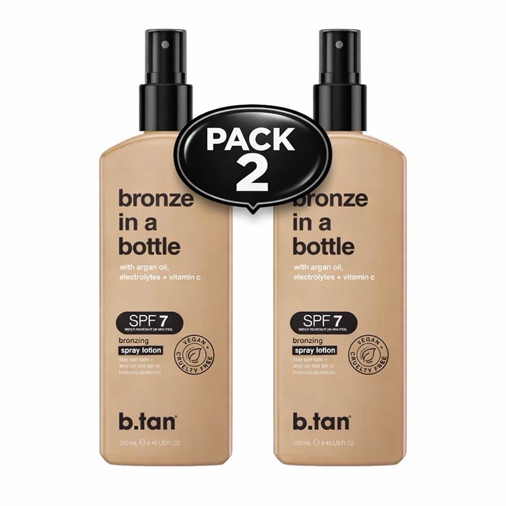 b.tan SPF 7 Sun Tanning Lotion Spray | Bronze In a Bottle - 2 Pack